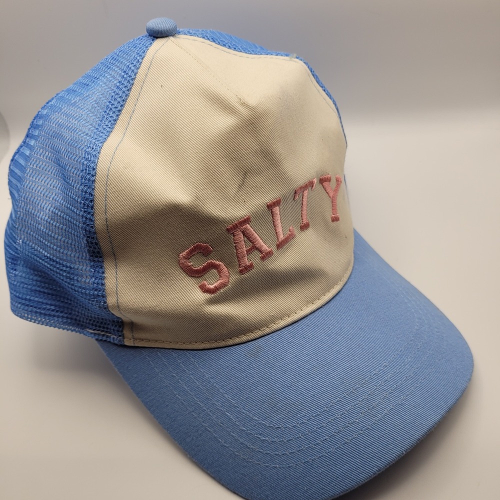 Salty Embroidered Trucker Hat Blue Cream Snapback Mesh Cap LCAPM3555